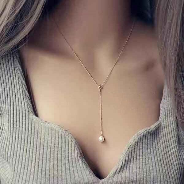 women's fashion simple y-shaped single mother-of-pearl necklace adjustable wild clavicle chain jewelry, Silver
women's fashion simple y-shaped single mother-of-pearl necklace adjustable wild clavicle chain jewelry, Silver