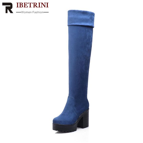 ribetrini size 34-43 fashion high heels round toe platform soft flock upper shoes woman autumn winter over knee high boots, Black
ribetrini size 34-43 fashion high heels round toe platform soft flock upper shoes woman autumn winter over knee high boots, Black