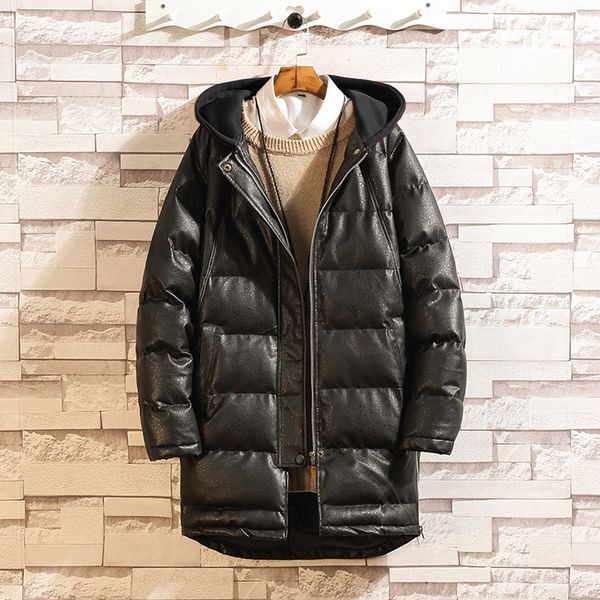 men's winter mid-length thickened hoodie loose leather cotton-padded jacket thick cotton quilted jacket male brand clothing 11.5, Black
men's winter mid-length thickened hoodie loose leather cotton-padded jacket thick cotton quilted jacket male brand clothing 11.5, Black