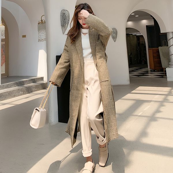 2019 new vintage women wool blends long coat plaid fat mm over-the-knee hepburn windlt coats outerwear 9216, Black
2019 new vintage women wool blends long coat plaid fat mm over-the-knee hepburn windlt coats outerwear 9216, Black