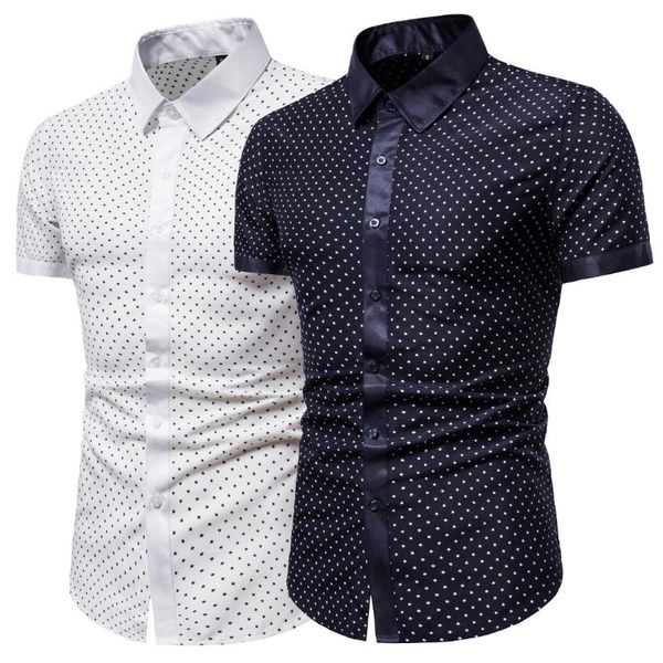 2020 summer men's new loose casual simple lapel printed short-sleeved shirt top, White;black
2020 summer men's new loose casual simple lapel printed short-sleeved shirt top, White;black