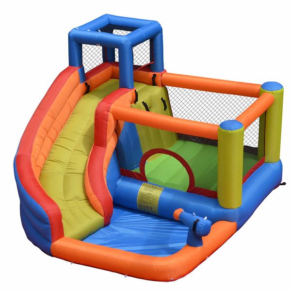 Indoor Small Family Inflatable Bounce Slide House Jumper Water Slide Park Combo For Kids Trampoline Water Slide Playground Outdoor W/ Blower