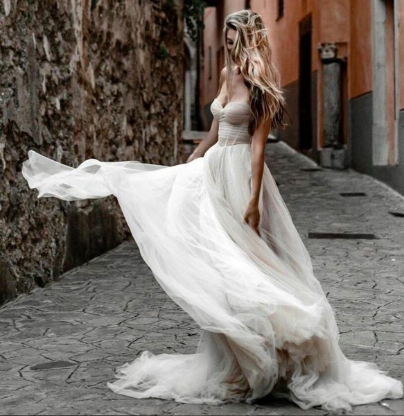 simple bohemian wedding dresses sweetheart soft tulle a line boho wedding dress custom made sweep train vestidos de novia, White
simple bohemian wedding dresses sweetheart soft tulle a line boho wedding dress custom made sweep train vestidos de novia, White