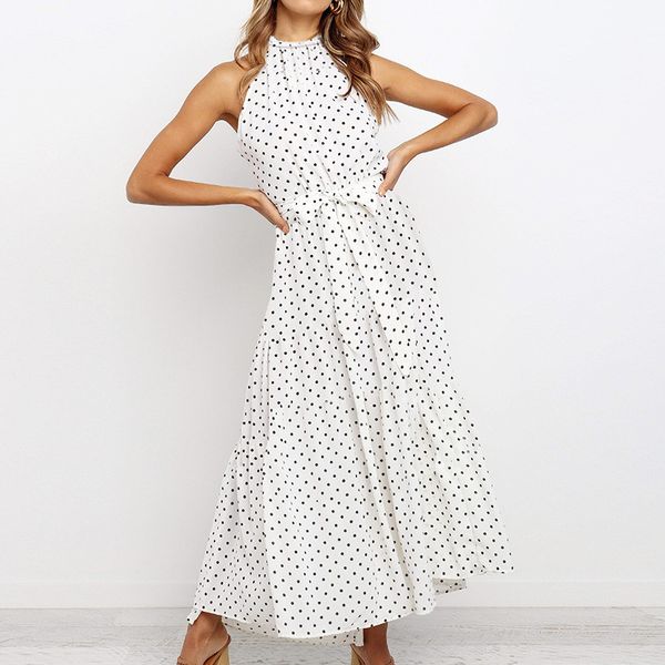 casual dresses summer elegant beach maxi dress women 2021 fashion print polka dot halter lace up sleeveless ladies vestidos, Black;gray
casual dresses summer elegant beach maxi dress women 2021 fashion print polka dot halter lace up sleeveless ladies vestidos, Black;gray