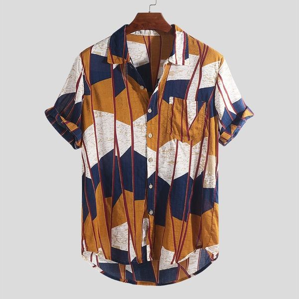 shirt men 2020 pocket striped summer short sleeve multicolor men's loose single-breasted shirt casual beach, White;black
shirt men 2020 pocket striped summer short sleeve multicolor men's loose single-breasted shirt casual beach, White;black