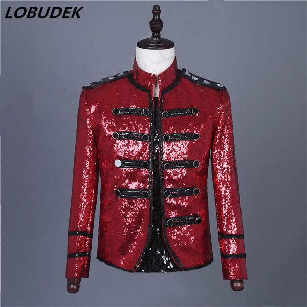 2019 band costume men's rock roll red sequins jacket double-breasted slim jackets trendy slim nightclub dj singer host costume, Black;brown
2019 band costume men's rock roll red sequins jacket double-breasted slim jackets trendy slim nightclub dj singer host costume, Black;brown