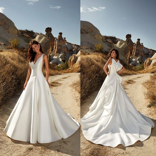 eddy k 2020 beach a line satin wedding dresses v neck desginer back boho wedding dress bridal gowns vestido country robe de mariée, White
eddy k 2020 beach a line satin wedding dresses v neck desginer back boho wedding dress bridal gowns vestido country robe de mariée, White