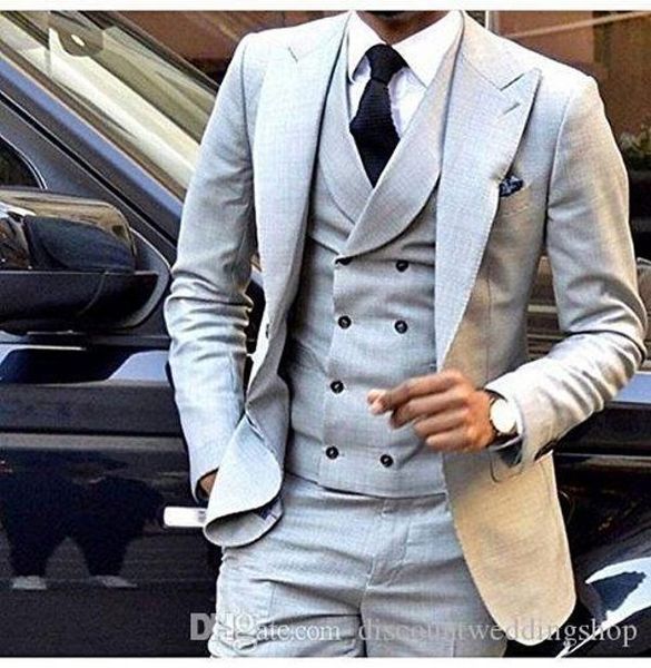 light grey groom tuxedos peak lapel man work business suit mens blazer dinner party suits custom made (jacket+pants+vest+tie) j803, Black;gray
light grey groom tuxedos peak lapel man work business suit mens blazer dinner party suits custom made (jacket+pants+vest+tie) j803, Black;gray