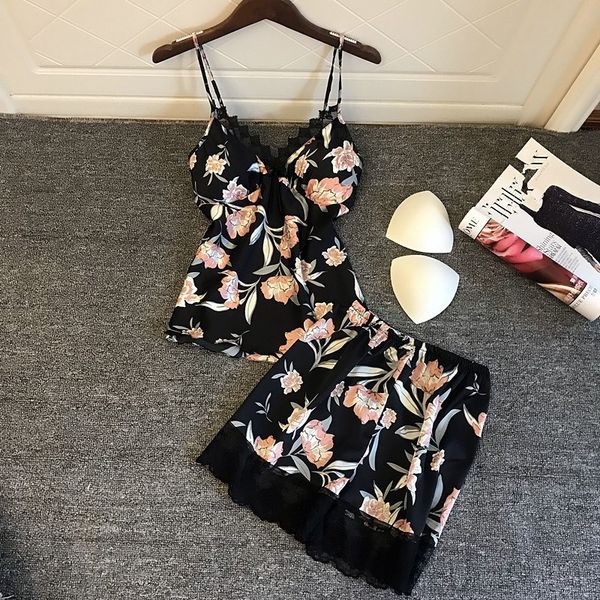 2019 new women deep v-neck two-piece pajamas sleeveless vintage floral print lace chest pad pajamas suits, Blue;gray
2019 new women deep v-neck two-piece pajamas sleeveless vintage floral print lace chest pad pajamas suits, Blue;gray