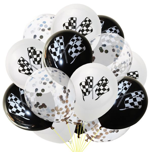 party decoration black white racing flag latex balloons checkered race car themed gold confetti kids happy birthday supplies
party decoration black white racing flag latex balloons checkered race car themed gold confetti kids happy birthday supplies