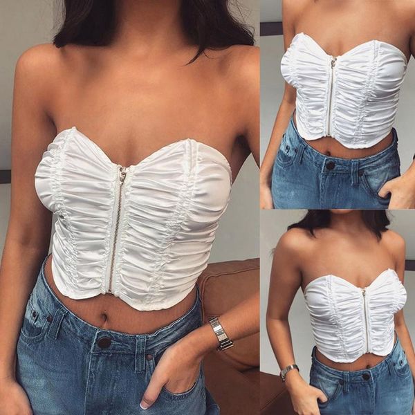 plus size blouse womens solid zipper fold sleeveless casual streetwear clothes tube blusa feminina ropa mujer, White
plus size blouse womens solid zipper fold sleeveless casual streetwear clothes tube blusa feminina ropa mujer, White