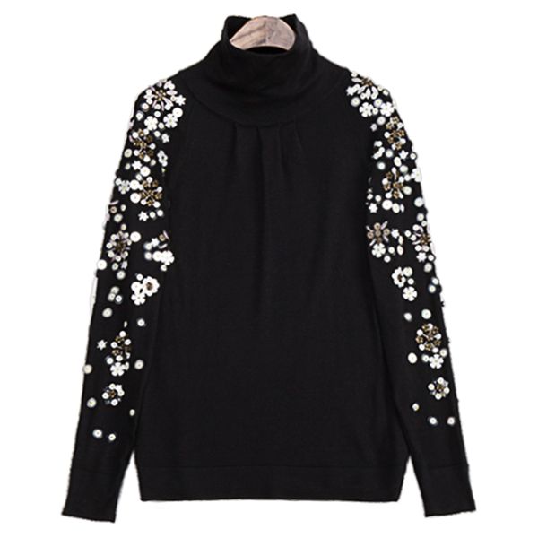 sequined flower knitted sweater women loose turtleneck sequins beading pullovers sweaters fall winter black pull femme, White;black
sequined flower knitted sweater women loose turtleneck sequins beading pullovers sweaters fall winter black pull femme, White;black