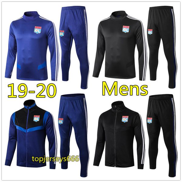 

19 20 men olympique lyonnai occer track uit jacket 2019 2020 lyon football track uit training uit jogging urvetement foot chandal, Black;red