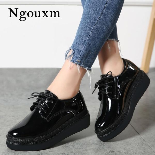 ngouxm spring autumn women's patent leather flats platform oxford shoes lace up footwear female women derby, Black
ngouxm spring autumn women's patent leather flats platform oxford shoes lace up footwear female women derby, Black