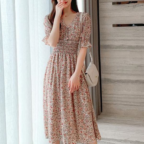 2020 summer vintage print chiffon dress v-neck elastic waist midi long party dresses women elegant beach a-line dress vestidos, White;black
2020 summer vintage print chiffon dress v-neck elastic waist midi long party dresses women elegant beach a-line dress vestidos, White;black