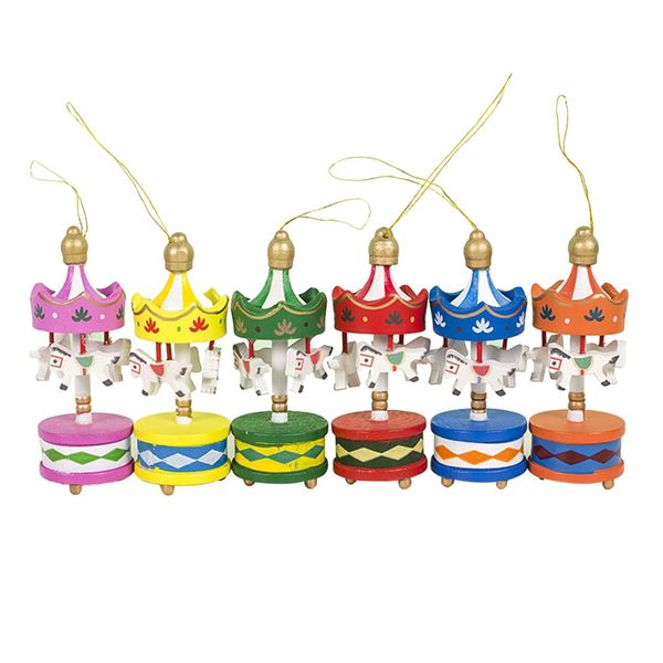 christmas decorations carousel decorations christmas tree wood decoration pendant 6pcs a box of decorations