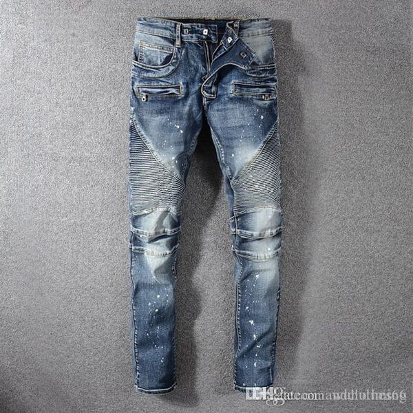 2020 new mens designer jeans brand distressed ripped designer pants slim fit motorcycle biker denim mens new arrivals mens slim fit jeans, Blue
2020 new mens designer jeans brand distressed ripped designer pants slim fit motorcycle biker denim mens new arrivals mens slim fit jeans, Blue