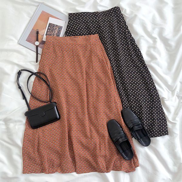 горошек цветочная печатный женщины линия шифоновое макси юбки высокой талией оранжевый черный юбки, Black 
горошек цветочная печатный женщины линия шифоновое макси юбки высокой талией оранжевый черный юбки, Black