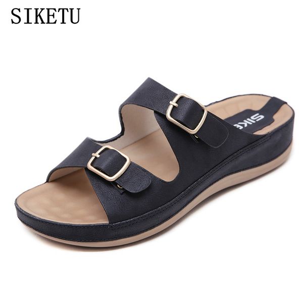 siketu summer new women's sandals flat mid-heeled pu leather outdoor beach slippers middle-aged and large size female sandals, Black
siketu summer new women's sandals flat mid-heeled pu leather outdoor beach slippers middle-aged and large size female sandals, Black