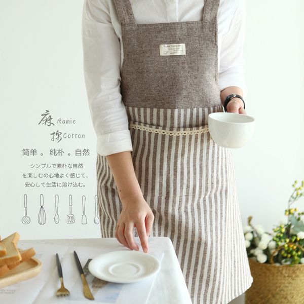 japanese striped cotton linen kitchen strap waist waist coffee restaurant baking gown overalls apron
japanese striped cotton linen kitchen strap waist waist coffee restaurant baking gown overalls apron
