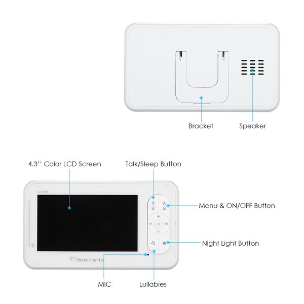 wireless video baby monitor 4.3 inch 2.4ghz color security camera 2 way talk night vision temperature monitoring 4 lullabies
wireless video baby monitor 4.3 inch 2.4ghz color security camera 2 way talk night vision temperature monitoring 4 lullabies