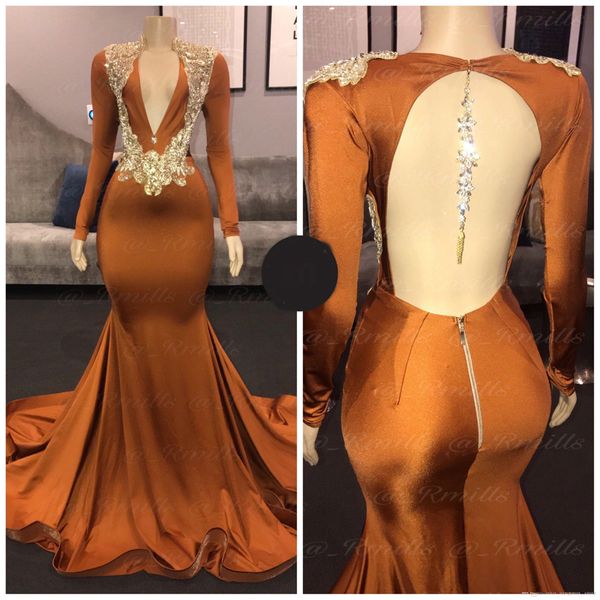 long sleeve mermaid prom occasion dresses 2020 sparkly beaded crystal backless v-neck brown african evening pageant gown dress, Black;red
long sleeve mermaid prom occasion dresses 2020 sparkly beaded crystal backless v-neck brown african evening pageant gown dress, Black;red