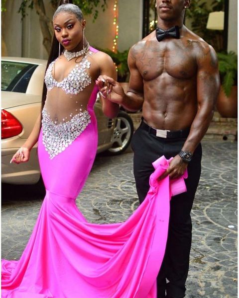 sparkly african mermaid prom dress see through crystals long train evening dresses formal women plus size party gowns, Black
sparkly african mermaid prom dress see through crystals long train evening dresses formal women plus size party gowns, Black