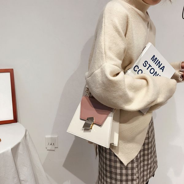 2020 new personality irregular trapezoid contrast color pouch women messenger bag shoulder pouch purses and handbags