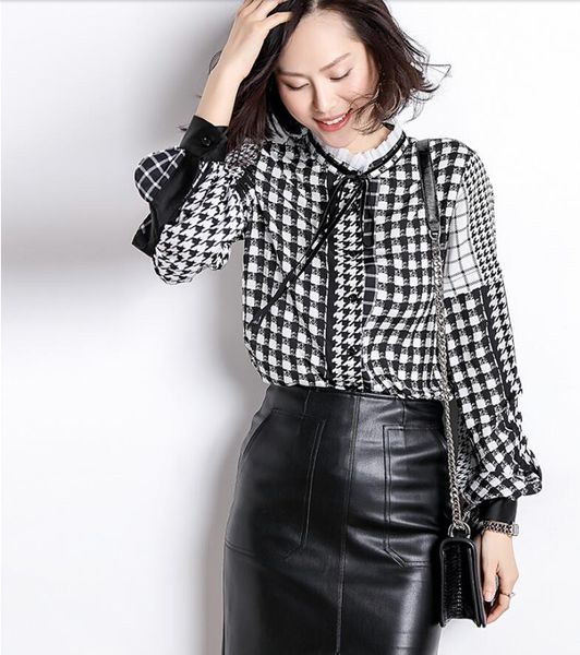 england style elegant 2019 spring new ruffled chiffon plaid shirt feminine fashion ladies blouse, White
england style elegant 2019 spring new ruffled chiffon plaid shirt feminine fashion ladies blouse, White