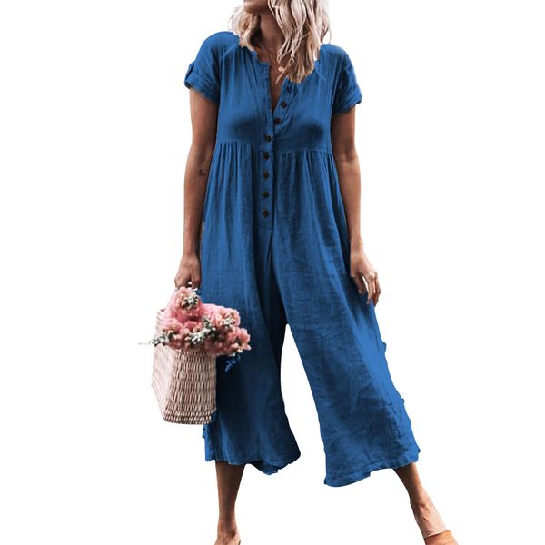 casual trousers overalls loose playsuits button holiday women jumpsuit cotton linen fashion solid dungarees short sleeve summer, Black;white
casual trousers overalls loose playsuits button holiday women jumpsuit cotton linen fashion solid dungarees short sleeve summer, Black;white