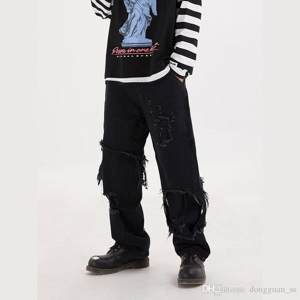 black blue streetwear hole ripped jeans pants men and women loose straight frayed denim trousers hip hop baggy track pants
black blue streetwear hole ripped jeans pants men and women loose straight frayed denim trousers hip hop baggy track pants