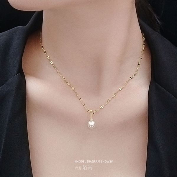 french niche design pearl earrings clavicle necklace stainless steel jewelry set, Silver
french niche design pearl earrings clavicle necklace stainless steel jewelry set, Silver