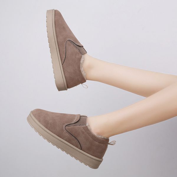 women winter ankle suede snow boots for women short basic winter shoes snow boots classic tumed-over edge chaussure u11-70, Black
