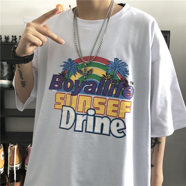 insstudios. korea ins trend of korean simple round neck letters printed loose short-sleeved t-shirt tide men and women, White;black
insstudios. korea ins trend of korean simple round neck letters printed loose short-sleeved t-shirt tide men and women, White;black