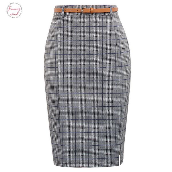 business skirts womens grid pattern belt split hips wrapped knee length plaid ladies work wear bodycon slim pencil skirt faldas, Black
business skirts womens grid pattern belt split hips wrapped knee length plaid ladies work wear bodycon slim pencil skirt faldas, Black