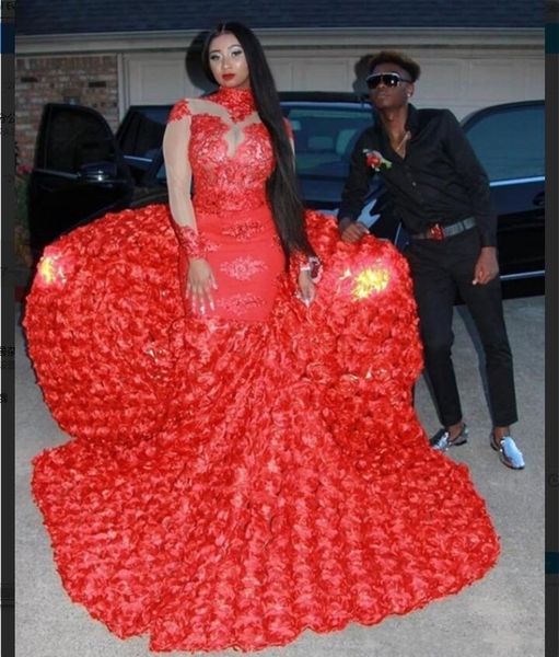 red rose formal evening dresses illusion long sleeves high neck lace appliques women party gowns sweep train mermaid prom dresses, Black;red
red rose formal evening dresses illusion long sleeves high neck lace appliques women party gowns sweep train mermaid prom dresses, Black;red