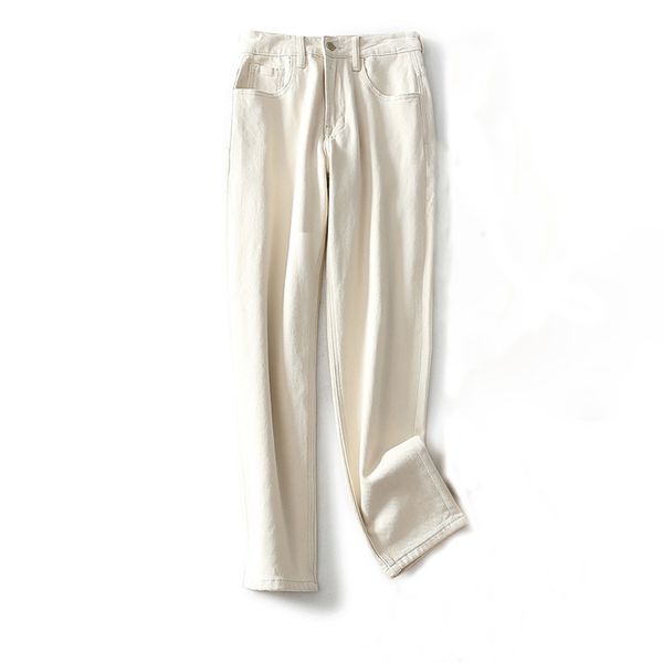 women jeans pants 2019 classic style good version warm and velvet slimming high waist straight cotton jeans, Blue
women jeans pants 2019 classic style good version warm and velvet slimming high waist straight cotton jeans, Blue