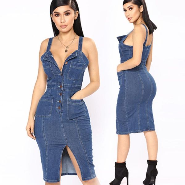 casual dresses women sling short denim dress mini party deep blue v neck split summer -xxl, Black;gray
casual dresses women sling short denim dress mini party deep blue v neck split summer -xxl, Black;gray