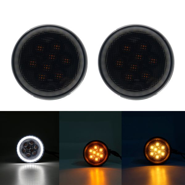 

amber) led front turn signal light assembly 2007-2017 for wrangler jk turn lamp fender flares eyebrow indicator