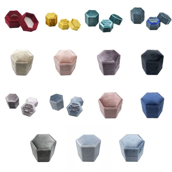 velvet double ring box hexagon wedding ceremony ring box with detachable lid, Pink;blue
velvet double ring box hexagon wedding ceremony ring box with detachable lid, Pink;blue