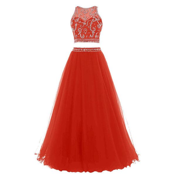prom dress two pieces sleeveless o-neck beading a-line red evening dresses formal party wear, White;black
prom dress two pieces sleeveless o-neck beading a-line red evening dresses formal party wear, White;black