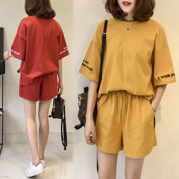 new sports fashion suits female shorts short sleeve t-shirt two-piece summer new easing, White
new sports fashion suits female shorts short sleeve t-shirt two-piece summer new easing, White