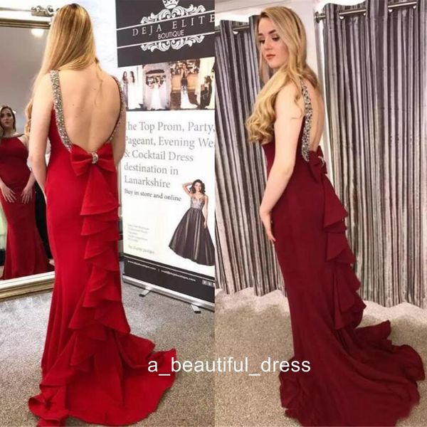 open back vestidos de festa with bow beaded scoop neck sleeveless prom dresses long sweep ruffles mermaid evening gowns pd5569, Black
open back vestidos de festa with bow beaded scoop neck sleeveless prom dresses long sweep ruffles mermaid evening gowns pd5569, Black