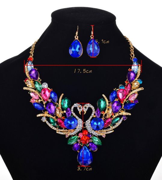 european and american new exaggerated big necklace fashion color swan alloy popular champagne diamond earrings set, Silver
european and american new exaggerated big necklace fashion color swan alloy popular champagne diamond earrings set, Silver