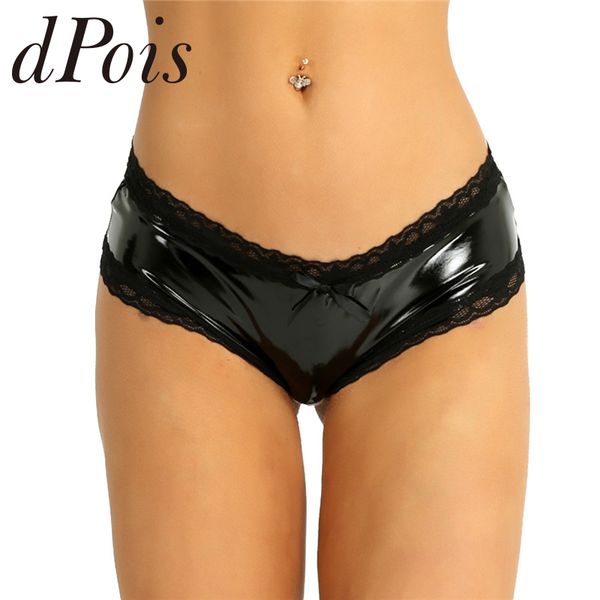 womens lingerie wet look patent leather underwear lace trim edge open crotch v-back hollow out mini briefs underpants girl
womens lingerie wet look patent leather underwear lace trim edge open crotch v-back hollow out mini briefs underpants girl