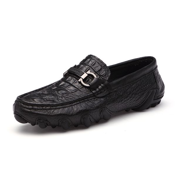 crocodile pattern genuine leather loafers men slip on shoes casual moccasins, Black
crocodile pattern genuine leather loafers men slip on shoes casual moccasins, Black