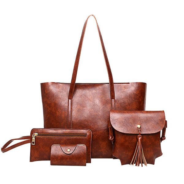 4pcs women's bags oil wax pu leather handbags for women luxury ladies hand bags with purse female messenger bag big casual tote
4pcs women's bags oil wax pu leather handbags for women luxury ladies hand bags with purse female messenger bag big casual tote