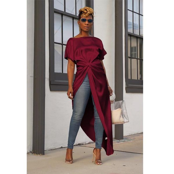 short front long back fashion blouse short sleeve irregular tees women split long solid, White
short front long back fashion blouse short sleeve irregular tees women split long solid, White