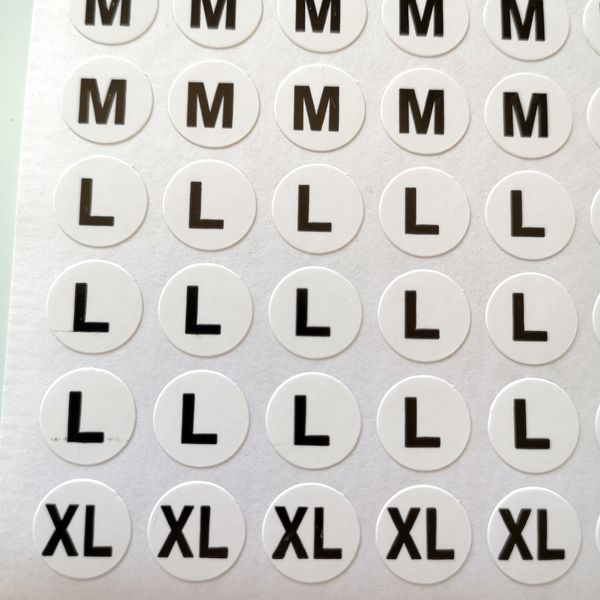 50 Sheets/lot Diameter 10mm S M L Xl Size Sticker For Garment, Self-adhesive Paper,item No. Gu04