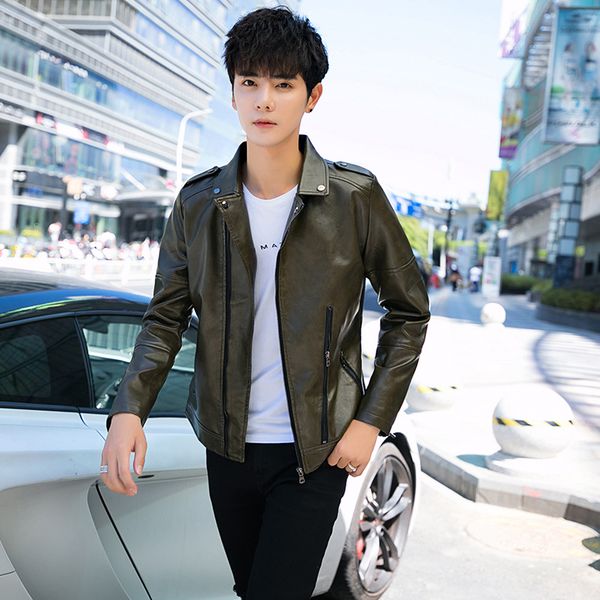 the new man lapel badges 2020 leather cultivate one's morality and pile inclined zipper youth handsome pu leather jacket, Black
the new man lapel badges 2020 leather cultivate one's morality and pile inclined zipper youth handsome pu leather jacket, Black